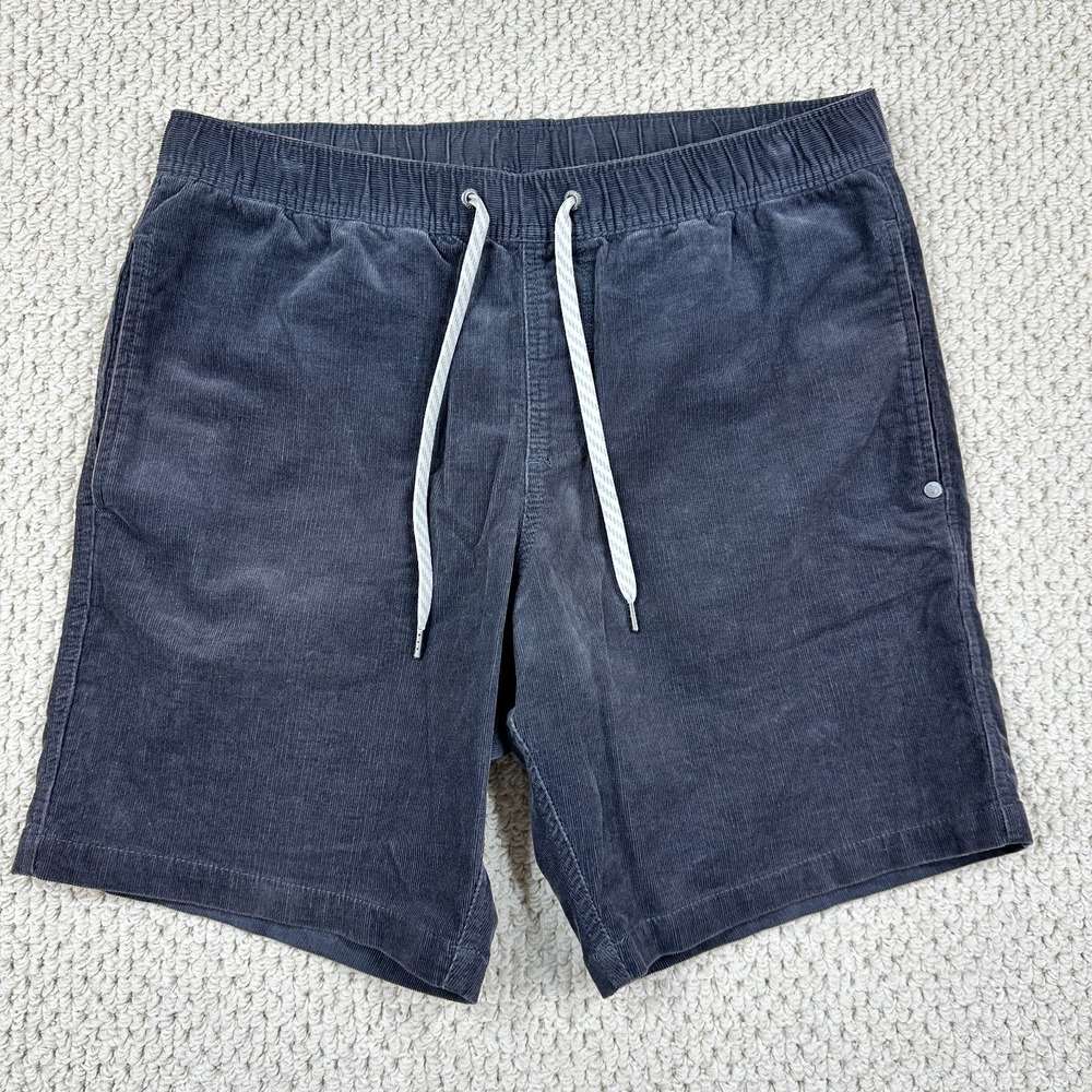 Vuori Shorts Mens L Charcoal Gray Optimist Elastic Waist Corduroy Drawstring 8"